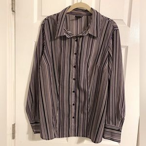 East 5th Purple Striped Button Down Top Size 1X.